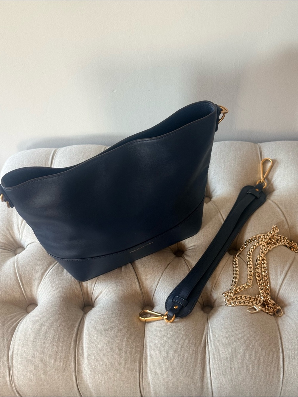 Polo Ralph Lauren Navy Leather Hobo S Bag - EXCELLENT - Picture 8 of 14